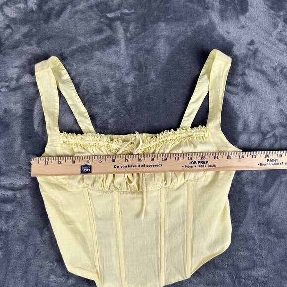 Pale Yellow Corset Crop Top Bustier Womens M Milkmaid Y2K Cottagecore - Picture 3 of 7